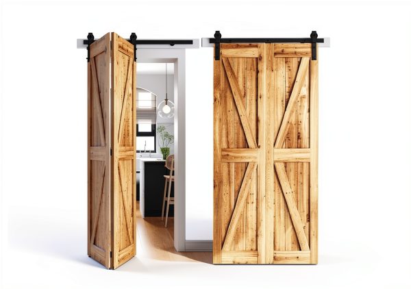 SMARTSTANDARD Bifold Barn Door Hardware Kit Matte Black-5