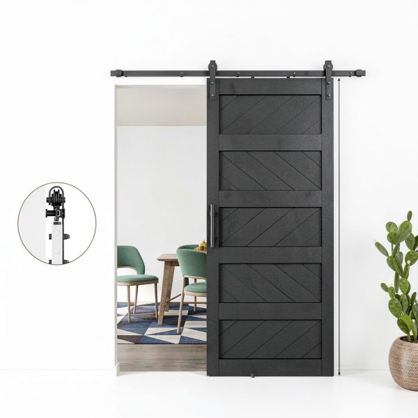 TY Modern Black Barn Door 36" x 84" MDF Pine-5
