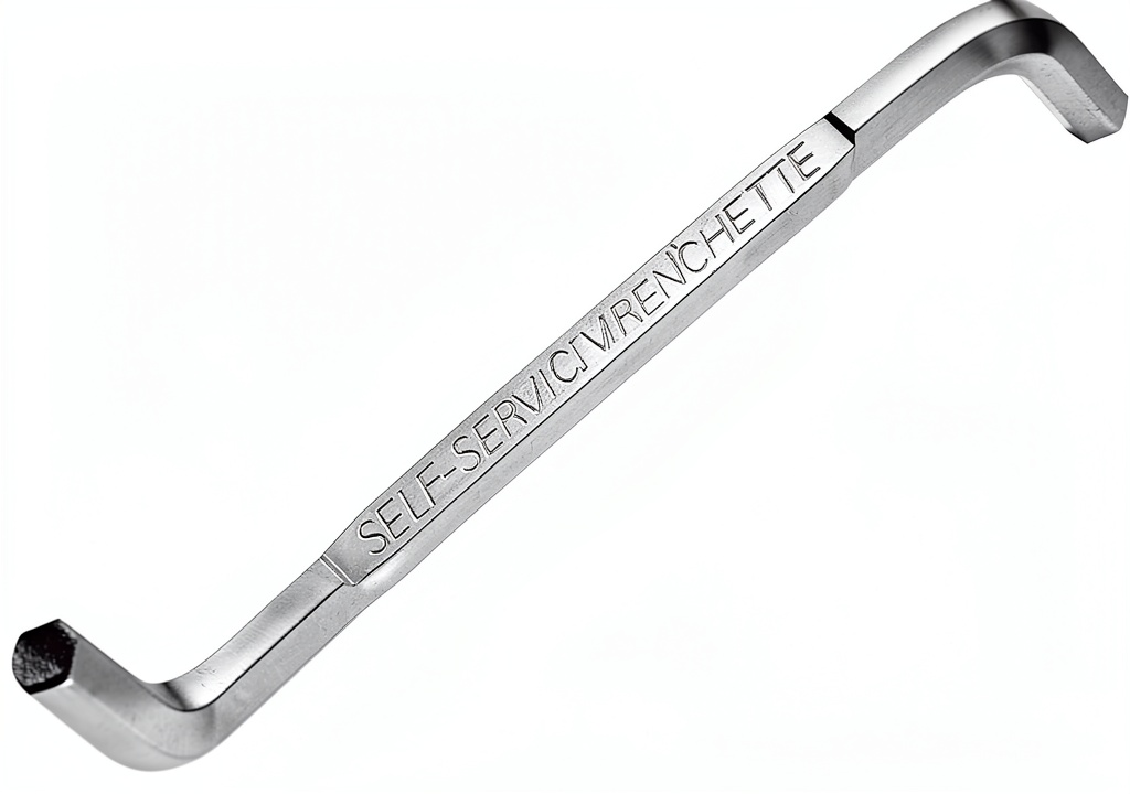 InSinkErator Jam-Buster Wrench showing chrome finish and hex design