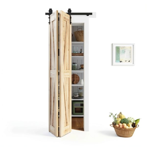 SMARTSTANDARD Bifold Barn Door Hardware Kit Matte Black-1
