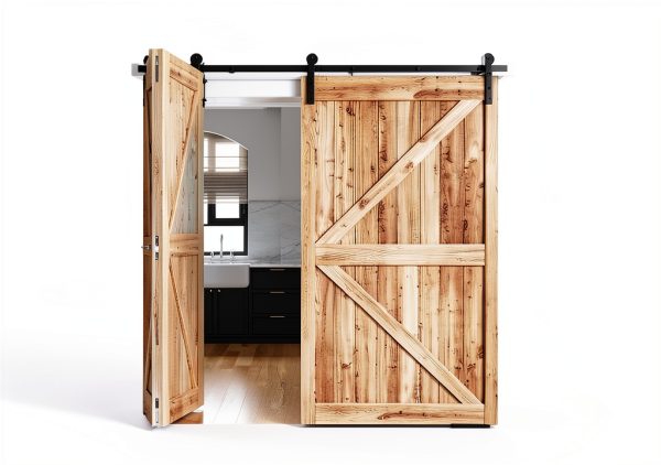 SMARTSTANDARD Bifold Barn Door Hardware Kit Matte Black-4