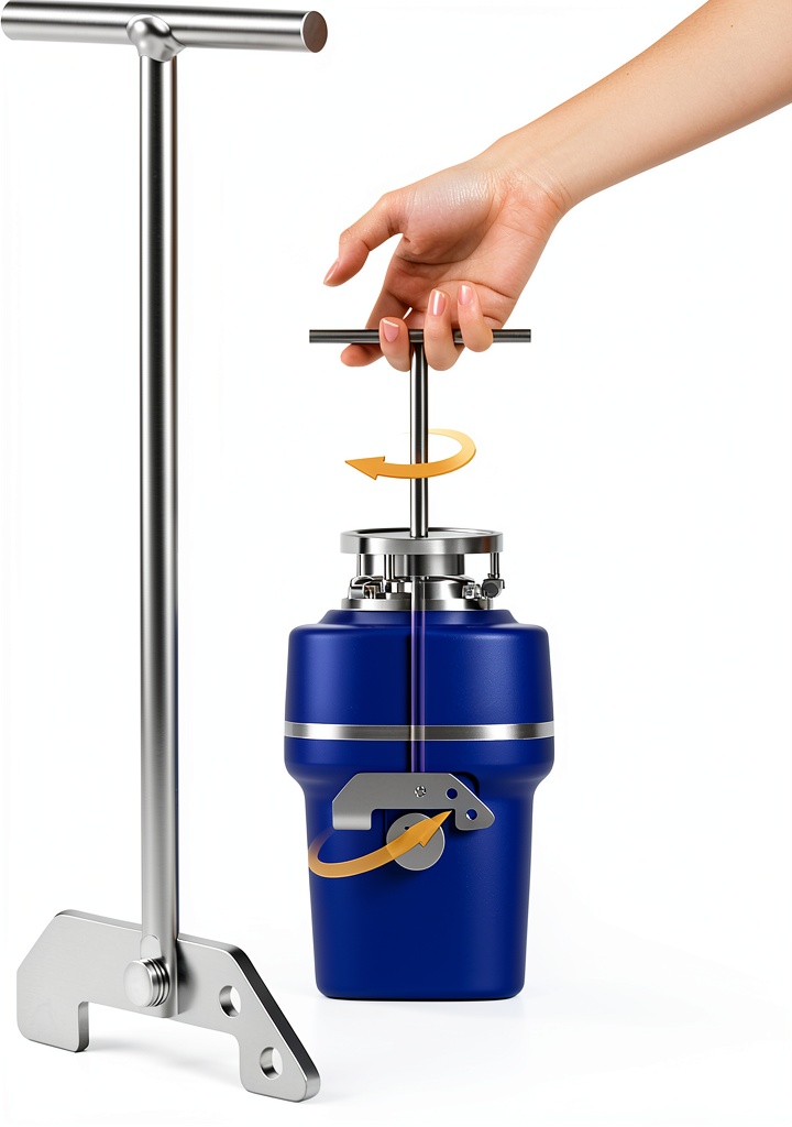EZYPAK Garbage Disposal Unjamming Wrench shown next to a sink