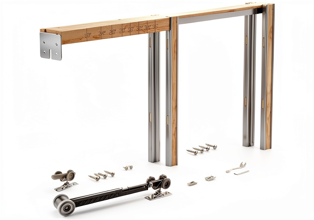 JUJUBON Pocket Door Frame Kit components