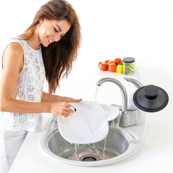 SMLBJUTE Black Plastic Sink Plug Drain Stopper Durable-4