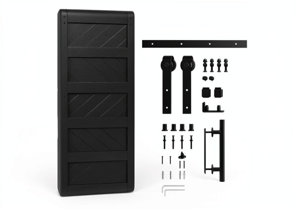 TY Modern Black Barn Door 36" x 84" MDF Pine-7