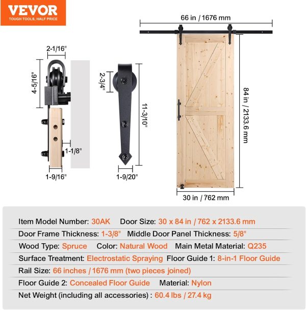 VEVOR Wood Barn Door Kit-7