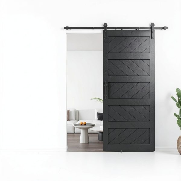 TY Modern Black Barn Door 36" x 84" MDF Pine-1