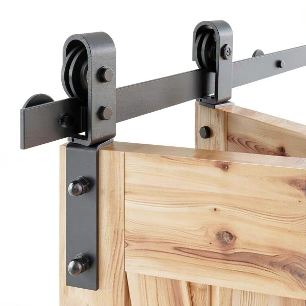 SMARTSTANDARD Bifold Barn Door Hardware Kit Matte Black-0