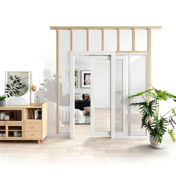 JUBEST White Pocket Door Modern Wood Design-8