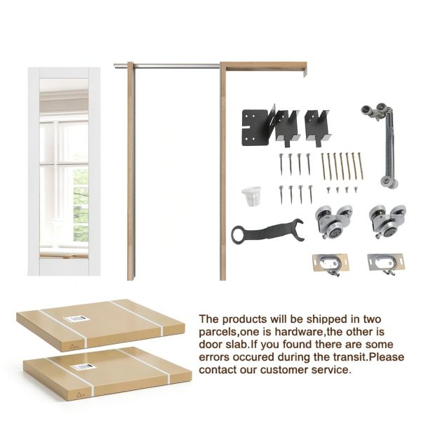 CRUTOP Modern Pocket Door Frame White-6
