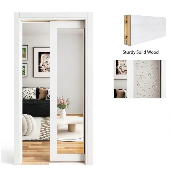 JUBEST White Pocket Door Modern Wood Design-1