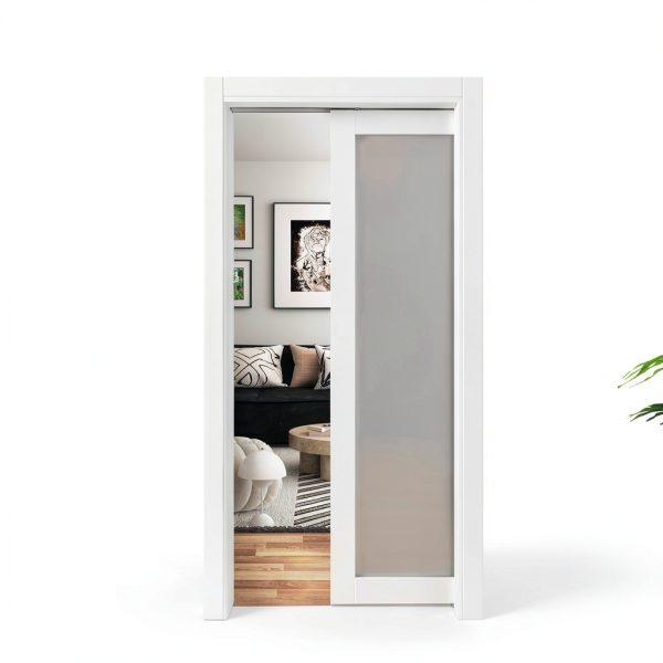 JUBEST Pocket Door White Modern Sliding Door-0