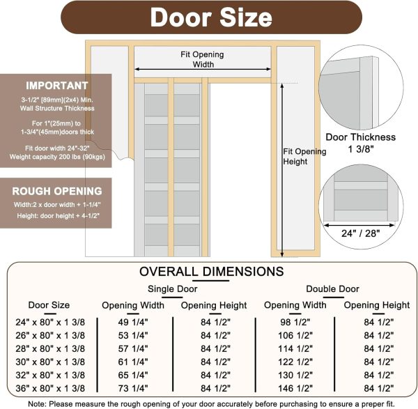 CRUTOP White Pocket Interior Doors 36'' x 80'' Double Doors-5
