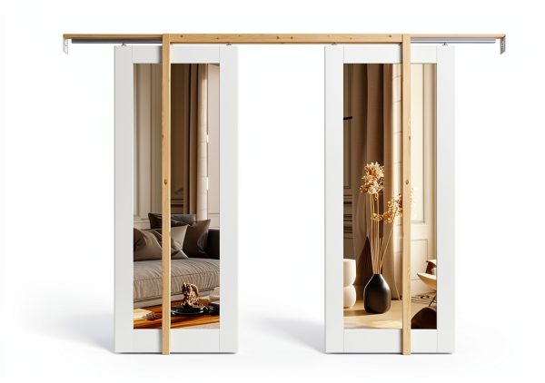 CRUTOP Pocket Interior Door White MDF Mirror-1