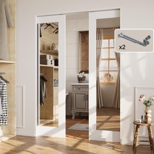 CRUTOP White Pocket Interior Doors 36'' x 80'' Double Doors-0