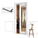 CRUTOP Pocket Door White MDF Mirror Solid Core-0