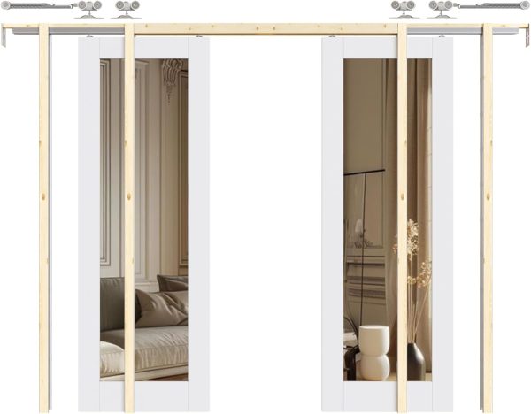 CRUTOP White Pocket Interior Doors 36'' x 80'' Double Doors-1