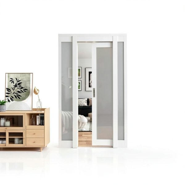 JUBEST Pocket Door White Modern Sliding Door-8