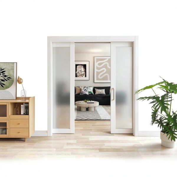 JUBEST Pocket Door White Modern Sliding Door-5