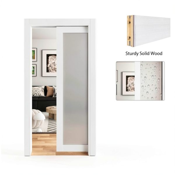 JUBEST Pocket Door White Modern Sliding Door-1