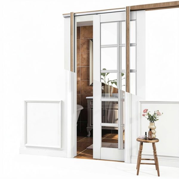 CRUTOP Modern Pocket Door Frame White-8