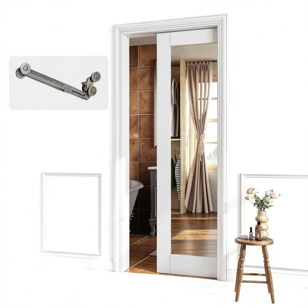 CRUTOP Modern Pocket Door Frame White-0