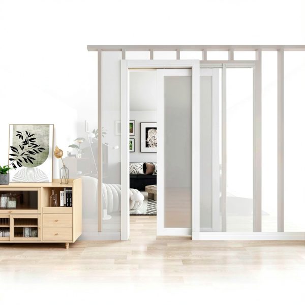 JUBEST Pocket Door White Modern Sliding Door-8