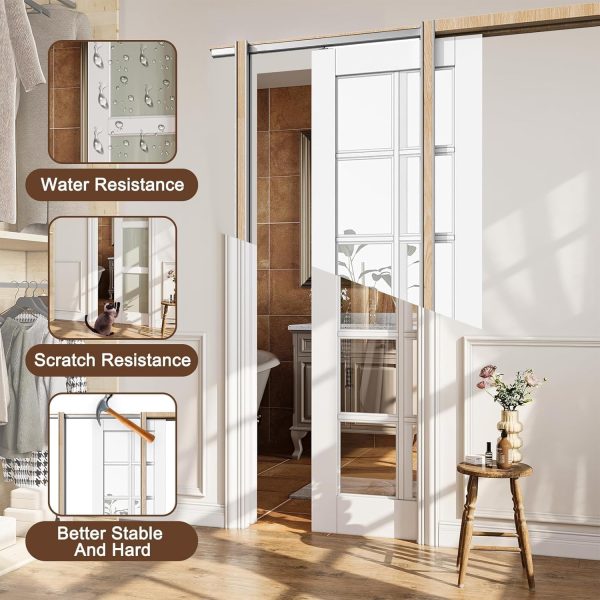 CRUTOP White Pocket Interior Doors 36'' x 80'' Double Doors-8