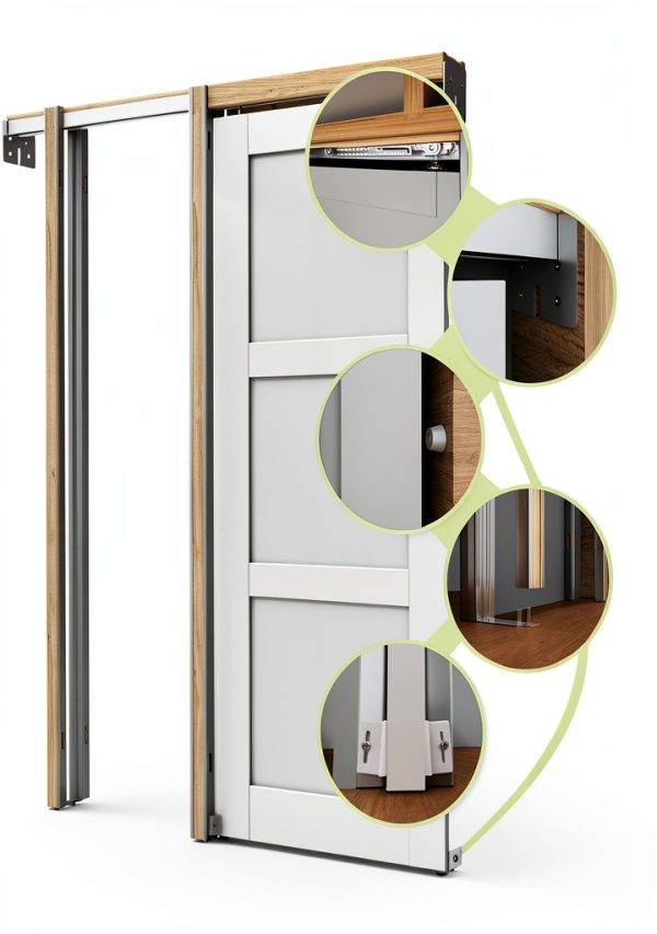 CRUTOP Pocket Interior Door White MDF Mirror-3