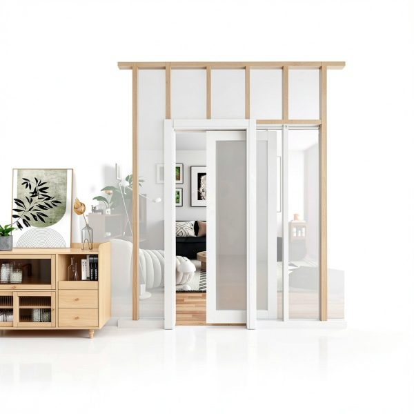 JUBEST Pocket Door White Modern Sliding Door-8