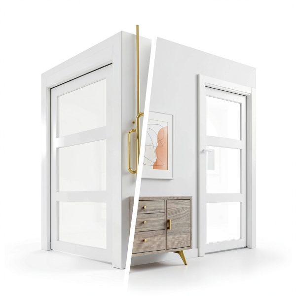 Pocket Door JUBEST 36x96 Inch White Frosted Glass Soft Close Door-6