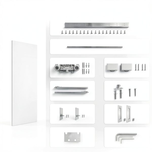 Barnsmit Concealed Sliding Barn Door White 36x84 Aluminum HDF Modern-7