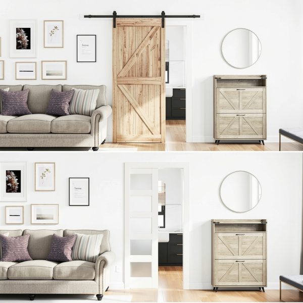 SMARTSTANDARD Pocket Door Kit 28x80 White Glass Modern Soft‑Close-2
