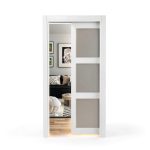 JUBEST Pocket Door White Modern Sliding Door with Soft Close Mechanism-0