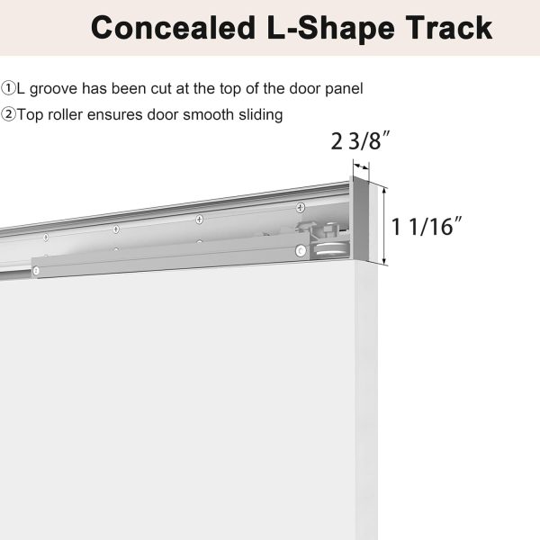 Barnsmit Concealed Sliding Barn Door White 36x84 Aluminum HDF Modern-2