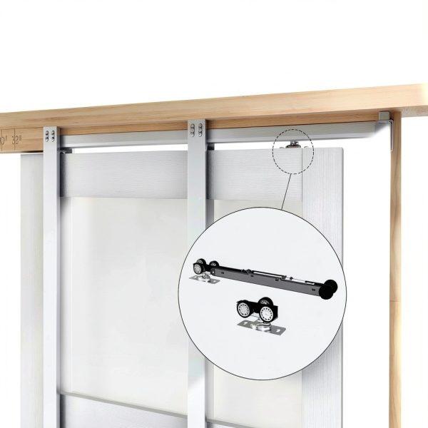 JUBEST Pocket Door White Modern Sliding Door with Soft Close Mechanism-2