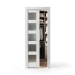 SMARTSTANDARD Pocket Door Kit 28x80 White Glass Modern Soft‑Close-0