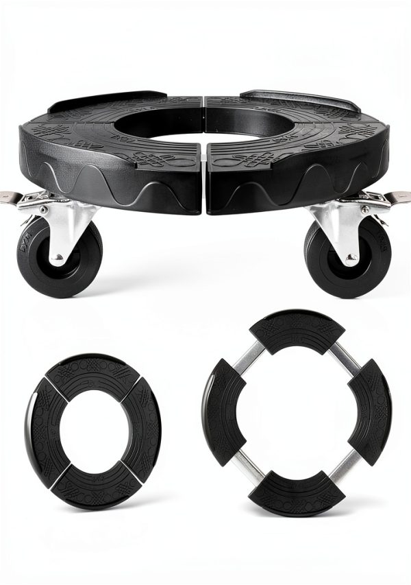 ToLanbbt Trash Can Dolly with 3 in Upgraded Wheels, 15-19 in Adjustable Round Furniture Dolly, Heavy Duty 480 LBS Drum Rolling Base, Keg Dolly for 20, 32, 44, 55 Gallon Garbage Cans, Black, 1 Pack-1