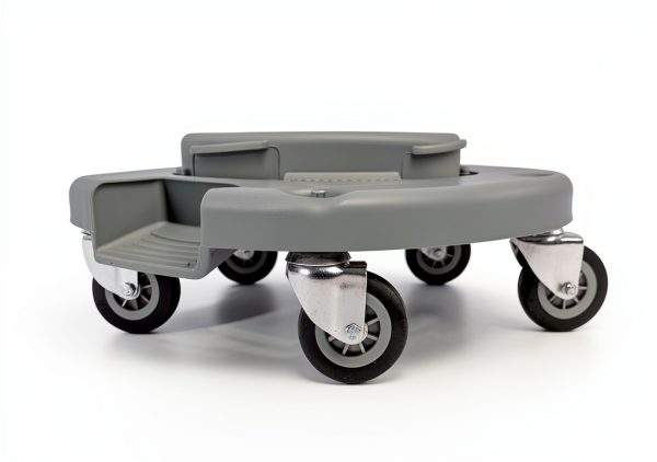 Trash Can Dolly | Heavy-Duty Plastic | 5 Casters | Foot Stabilizer | 460 Lb. Capacity-2