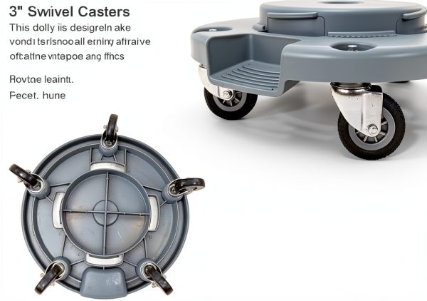 Trash Can Dolly | Heavy-Duty Plastic | 5 Casters | Foot Stabilizer | 460 Lb. Capacity-5