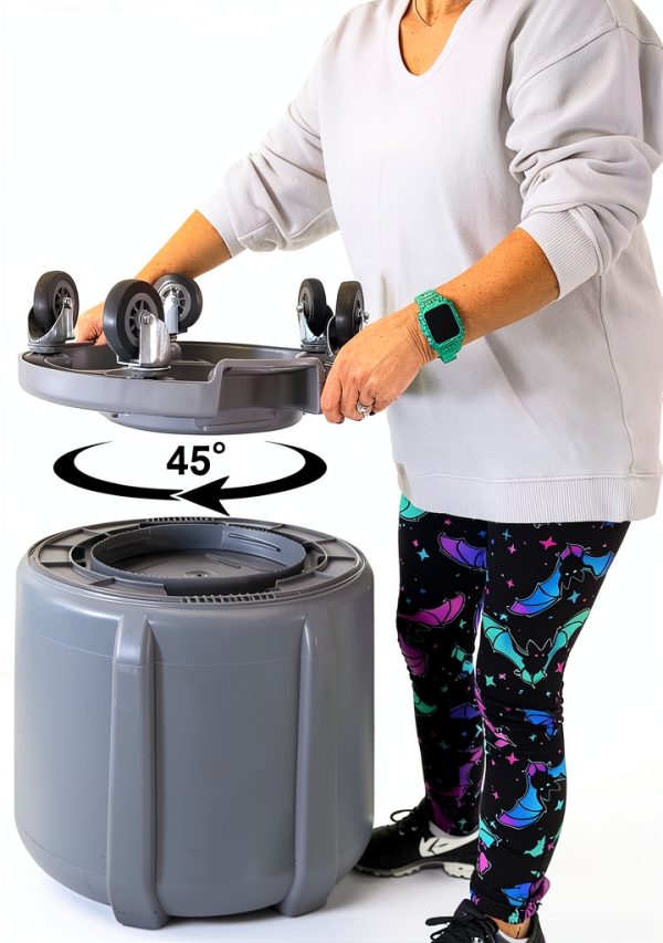Trash Can Dolly | Heavy-Duty Plastic | 5 Casters | Foot Stabilizer | 460 Lb. Capacity-6