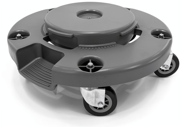 Trash Can Dolly | Heavy-Duty Plastic | 5 Casters | Foot Stabilizer | 460 Lb. Capacity-0