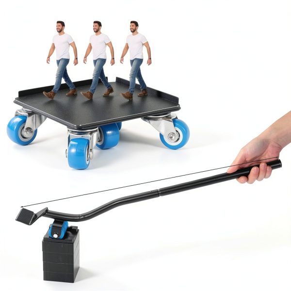 Heavy Duty Furniture Moving Tool Set Shnbxtnd 5-Wheel Dolly Blue-5