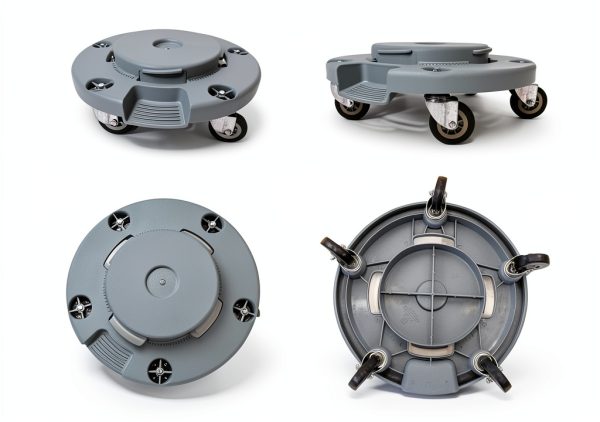 Trash Can Dolly | Heavy-Duty Plastic | 5 Casters | Foot Stabilizer | 460 Lb. Capacity-1