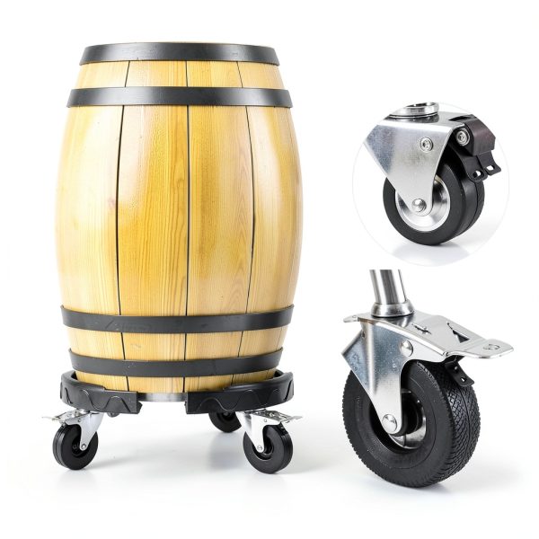 ToLanbbt Trash Can Dolly with 3 in Upgraded Wheels, 15-19 in Adjustable Round Furniture Dolly, Heavy Duty 480 LBS Drum Rolling Base, Keg Dolly for 20, 32, 44, 55 Gallon Garbage Cans, Black, 1 Pack-3