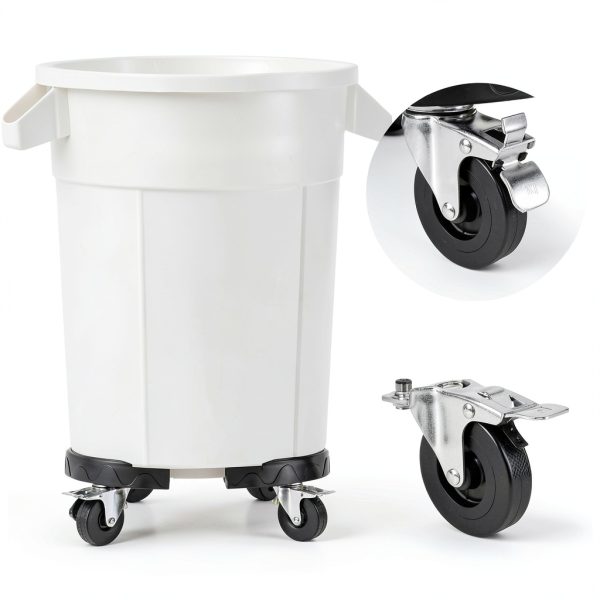 ToLanbbt Trash Can Dolly with 3 in Upgraded Wheels, 15-19 in Adjustable Round Furniture Dolly, Heavy Duty 480 LBS Drum Rolling Base, Keg Dolly for 20, 32, 44, 55 Gallon Garbage Cans, Black, 1 Pack-2
