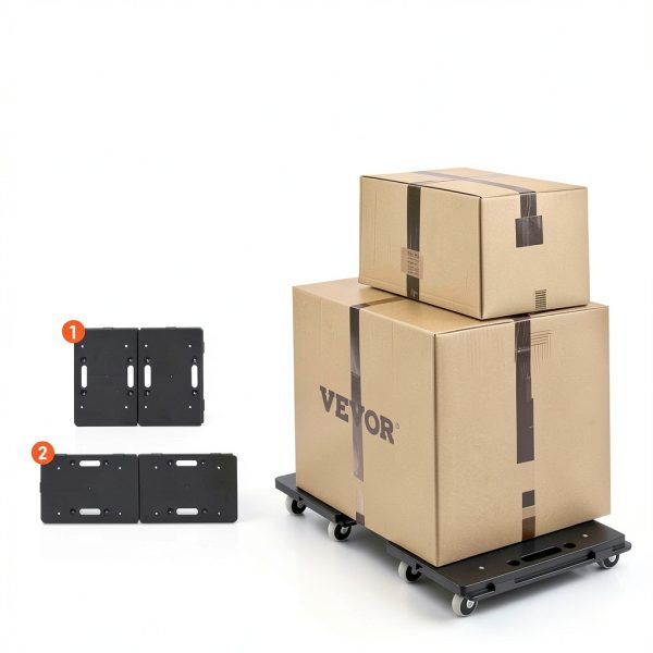 VEVOR Furniture Moving Dolly, 16 x 11in 500 lbs Capacity Furniture Movers Dollies 4 Wheels, Portable Moving Rollers Heavy Duty, Interlocking Small Flat Dolly Cart for Heavy Furniture, 2 Pack, Black-1