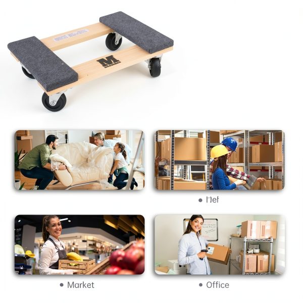 Hardwood Furniture Moving Dolly MaxWorks 50856 18x12 Natural Two Pack-4